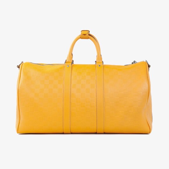 Louis Vuitton Keepall Bandouliere 45 in Damier Infiniti Safran Yellow Leather - Picture 4 of 16